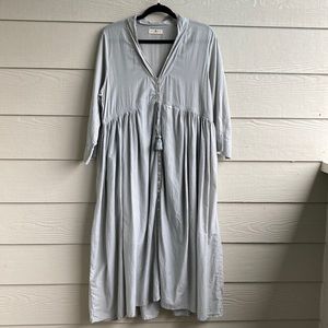 Natural Life Loose fit button front Cotton Midi Dress with tassels